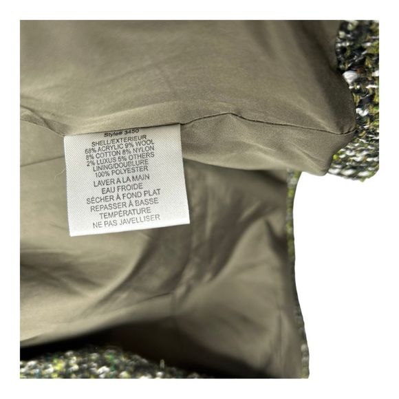 New Solo Moda Wool Blazer Houndstooth Green Blue Clasp Lapel Collar Women 4 - Picture 5 of 6